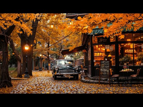 Autumn Coffee Shop Ambience with Happy Bossa Nova Jazz ~ Relaxing Background Music for Study, Work